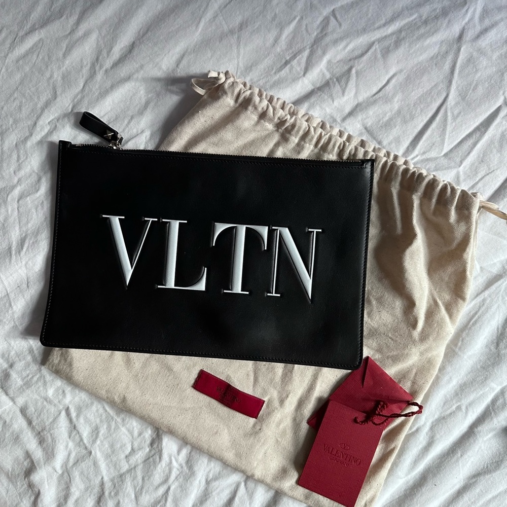 VLTN Large Flat Pouch Clutch Bag